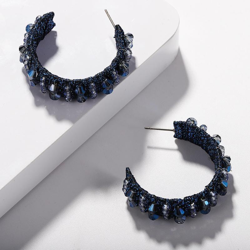 

Charm Design Big Crystal Circle Earring For Women Geometric Round Shiny Bling Hoop Earrings Colorful Luxury Wedding Bridal Jewelry1