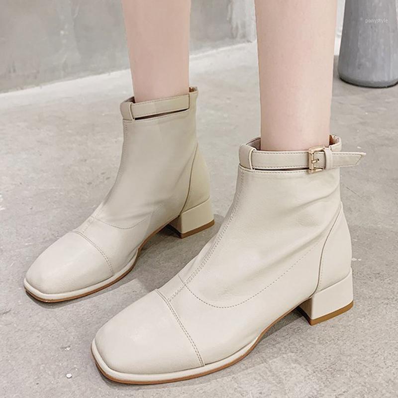 

Elegant Women Boots 2020 Winter Sell Well Zipper White Comfortable Soft Wild Ladies Solid Color Designer Ankle Boots Women1, Beige white