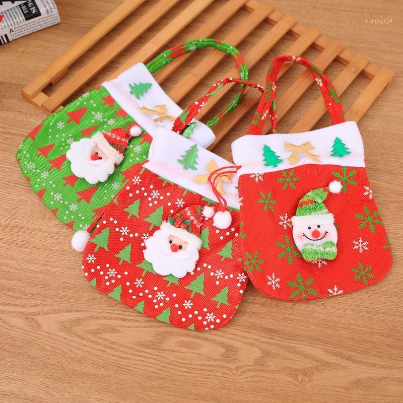 

2pcs/lot Chrismas Creative Bag Kids Gift Candy Printed Bags Pouch Santa Claus Xmas Decoration for Home Party New Year Decoration1