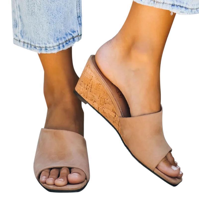 

Hot Selling Shoes Women Slippers 2020 Solid Shoes Wedges Platform Flat Sole Beach Mules Ladies Slides Party Sandal Zapatos Mujer1, Black