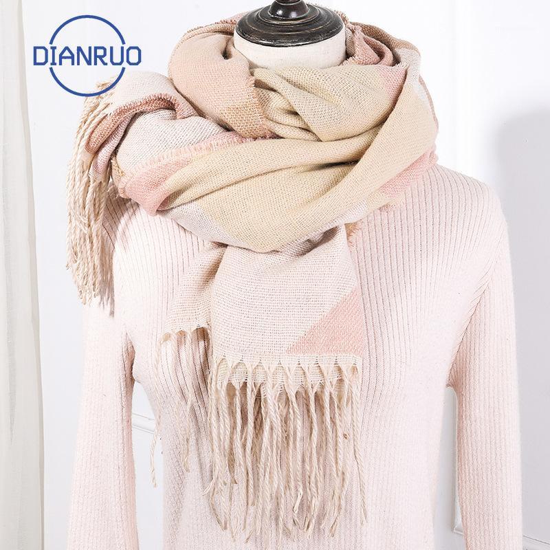 

DIANRUO New Arrival Autumn Winter Female Lattices Patchwork Scarf Women Scarves Long Shawl Wrap Blanket Warm Tippet N3411