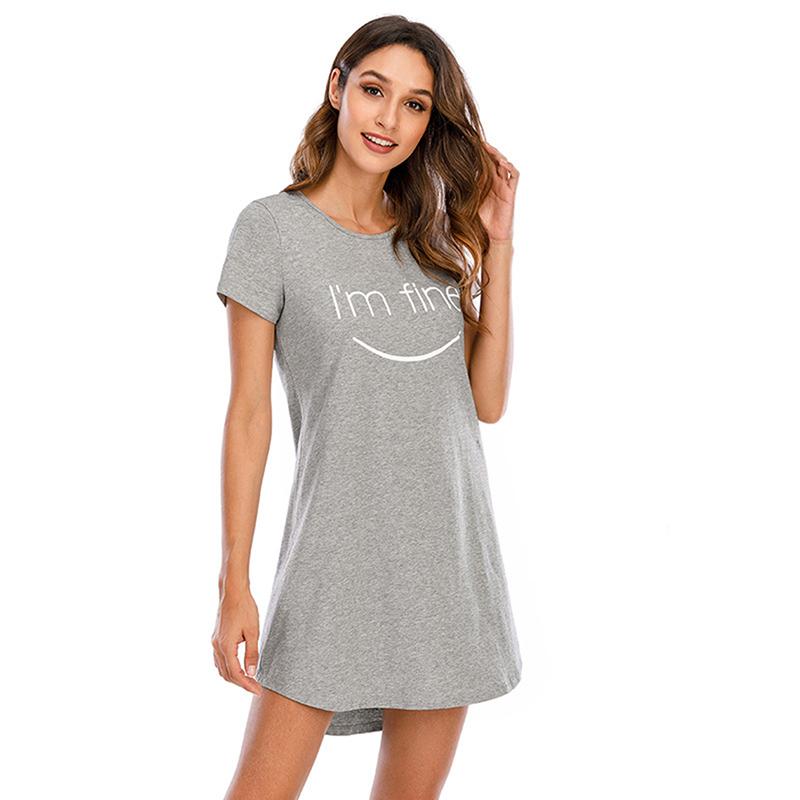 

Women Casual Nightdress Ladies O-neck Pure Color Short Sleeve Nightwear Comfortable Clothes Home Colthing New P1