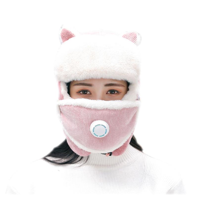 

Autumn,winter Women Ski Mask Beanie Cap Knit Face Mask Hunting Ear Warm Workout Hat stretchy Soft and fashionable