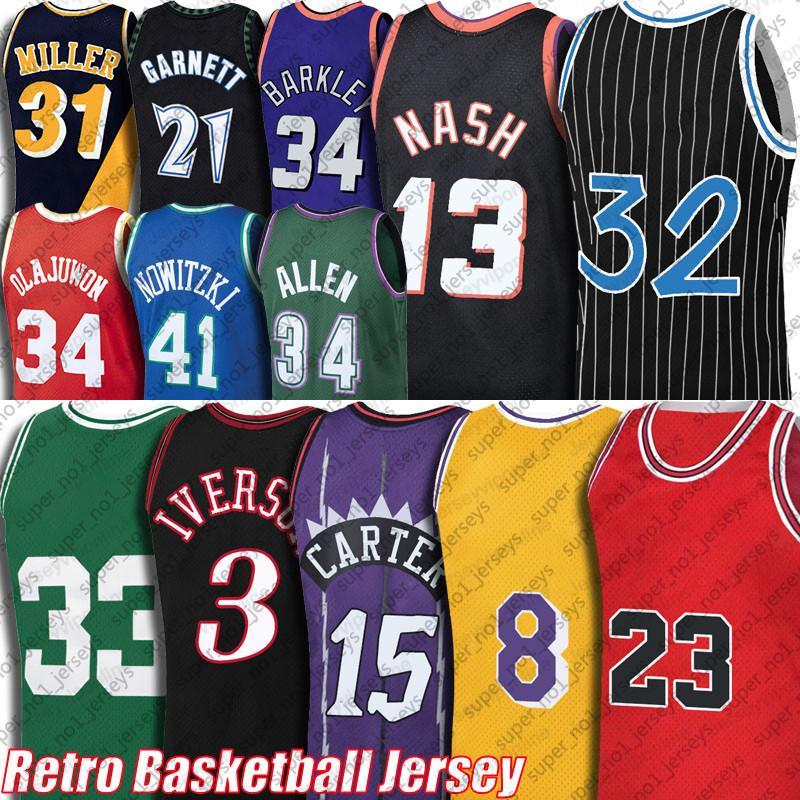 

Vintage 15 Vince Allen Carter Iverson Jersey Basketball Ray 24 Black Mamba Steve Hakeem Nash Olajuwon Jerseys Charles Kevin Barkley Grant Rodman Garnet McGrady, Retro (select green number)