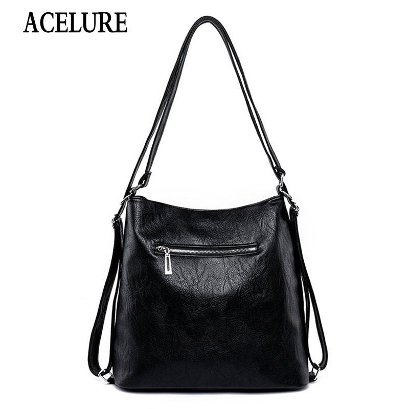 

ACELURE 3 Style Fashion Large Lady Handbags Black PU Leather Shoulder Bags for Women High Capacity Fashion Crossbody Bag Female, Style3
