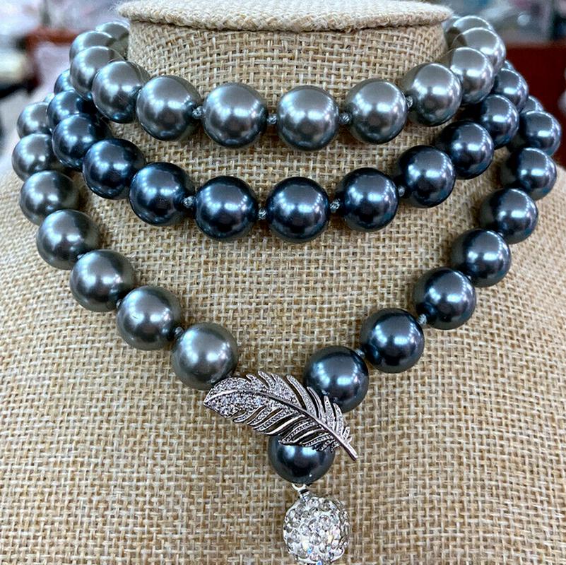 

Chains 10-12mm Multi-color South Sea Shell Pearl Round Beads Necklace