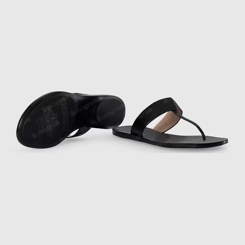 

2022 Luxurys designers Leather thong sandal with Double letters sandals women slipper men slides waterfront womens 35-41 box and dust bag