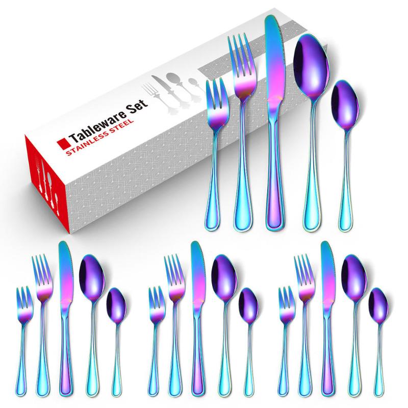 

20pcs Silverware Flatware Cutlery Set Stainless Steel Utensils Mirror Polished Knife Fork Spoon Dinnerware Set