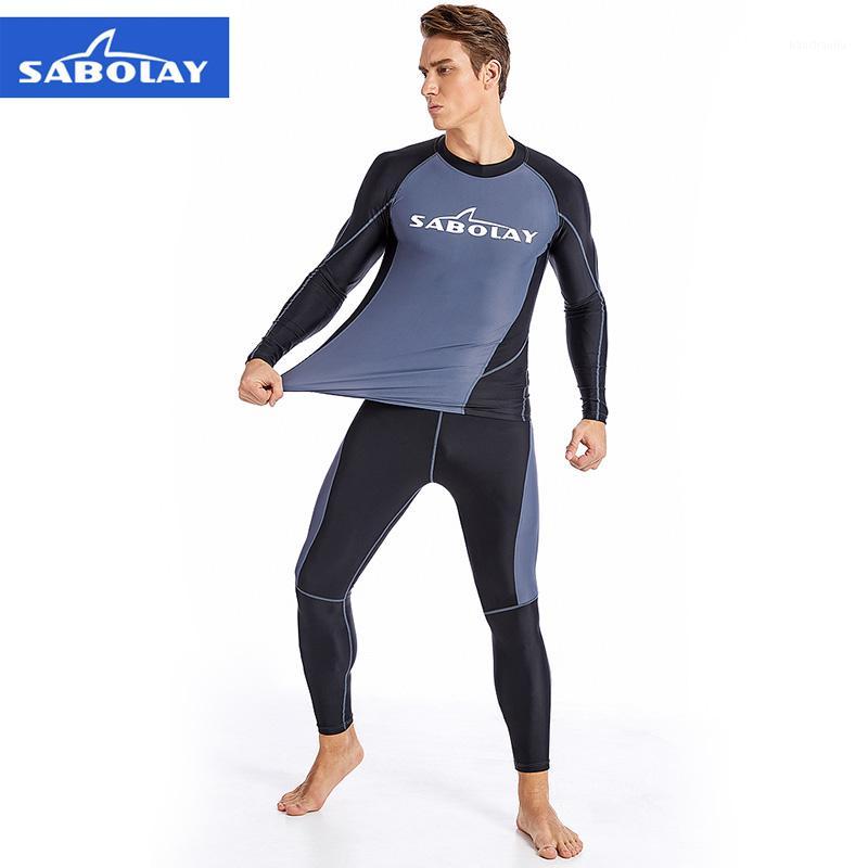 

SABOLAY Men Long Sleeved Swimwear Diving Sunscreen Quick-drying UV Protection Beach Surfing Shorts Swim Suits Rash Guards1