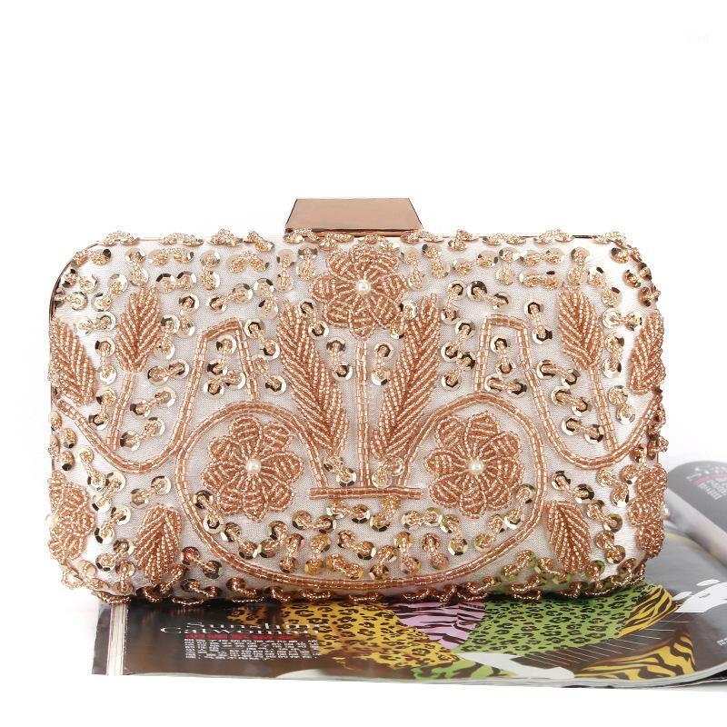 

Pure Handmade Sequin Beaded Crossbody Bag For Women Evening Bags Clutches Shoulder Messenger Chain Gold Silver Color Clutch Bag1