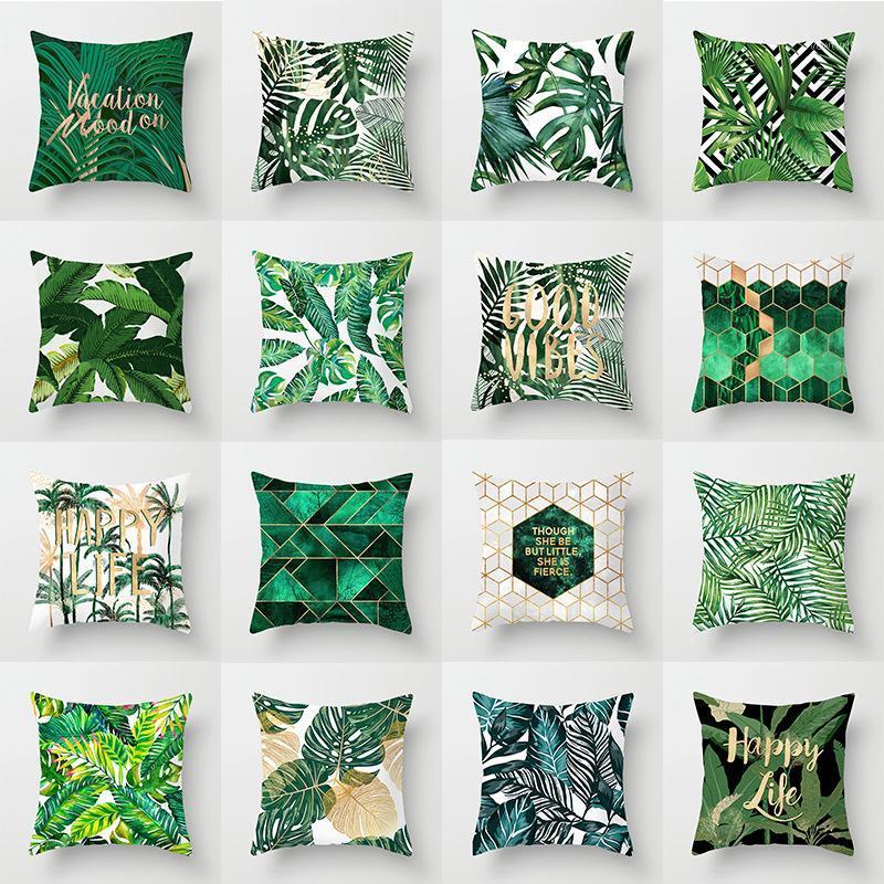 

Tropical Leaf Monstera Cushion Cover Polyester Palm Leaves Throw Pillows Sofa Home Decoration Decorative Pillowcase1, Drd225-6