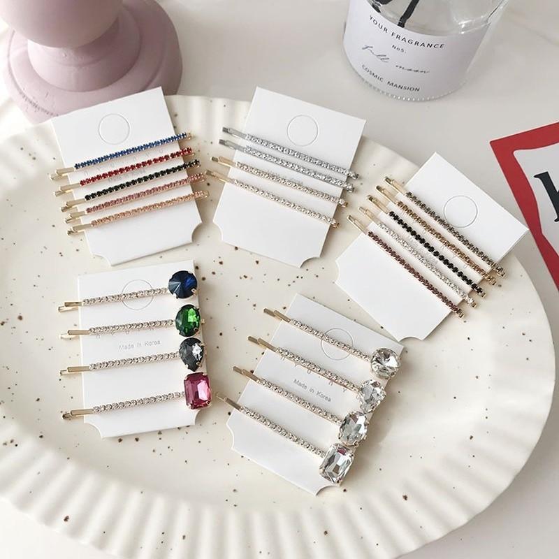 

5Pcs New Shining Rhinestone Hair Clips Crystal Hair Pins for Women Fashion Hairpins Barrettes Accessories