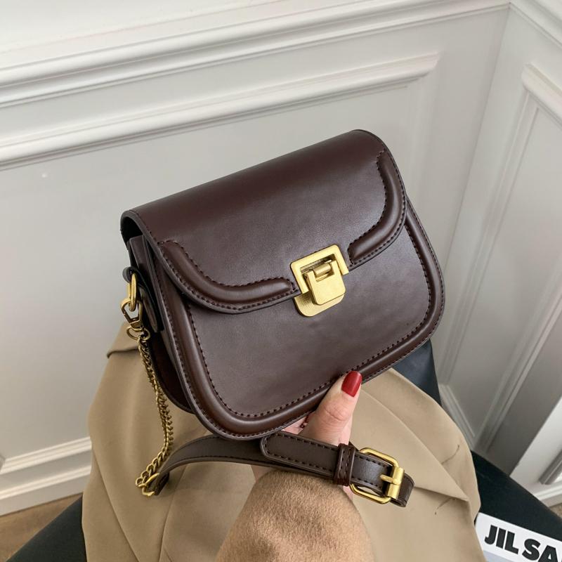 

OLSITTI Solid Color Chain Pu Leather Messenger Bags for Women 2021 New Ladies Zipper Shoulder Crossbody Sac Epaule, Black