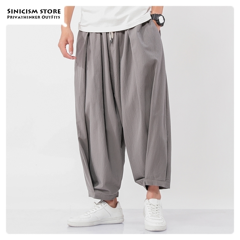 

Sincism Store Men's Wide Wide Trousers Chinese Style Casual Harem Pants Autumn Solid Color Oversize Man Pants Plus Size 5XL 201110, Black(asiansize)
