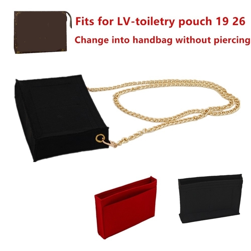 

Change toiletry pouch 19 26 bag purse insert Organizer Makeup Handbag travel organizer Inner Purse Cosmetic bag base shaper 201201, Golden chain