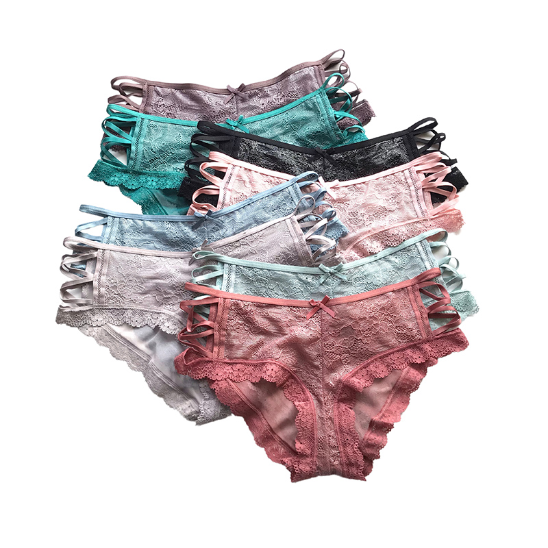 

Women's Panties Lace openwork thin belt ladies underwear, Black;pink