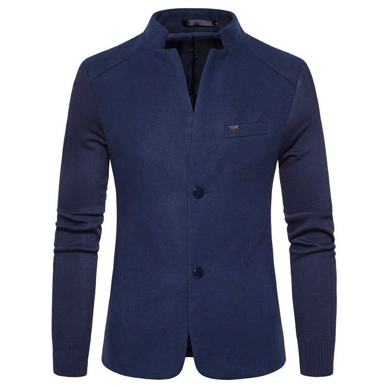 

2021 New Spring Social Businesses Solid Male Blazers Thin Collar Single Breasted Man Jacket Simple Jackets Eoe9, Black