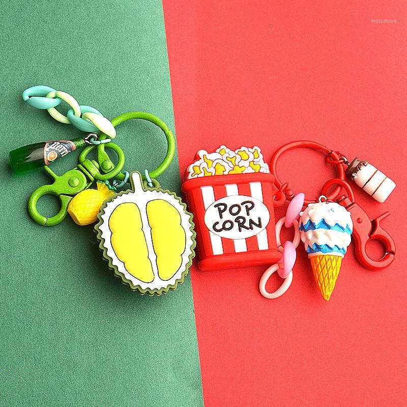 

10pcs Unique Durian Fruit Beer cream Pattern Keychain Cute Keychain Keyring Pendant1