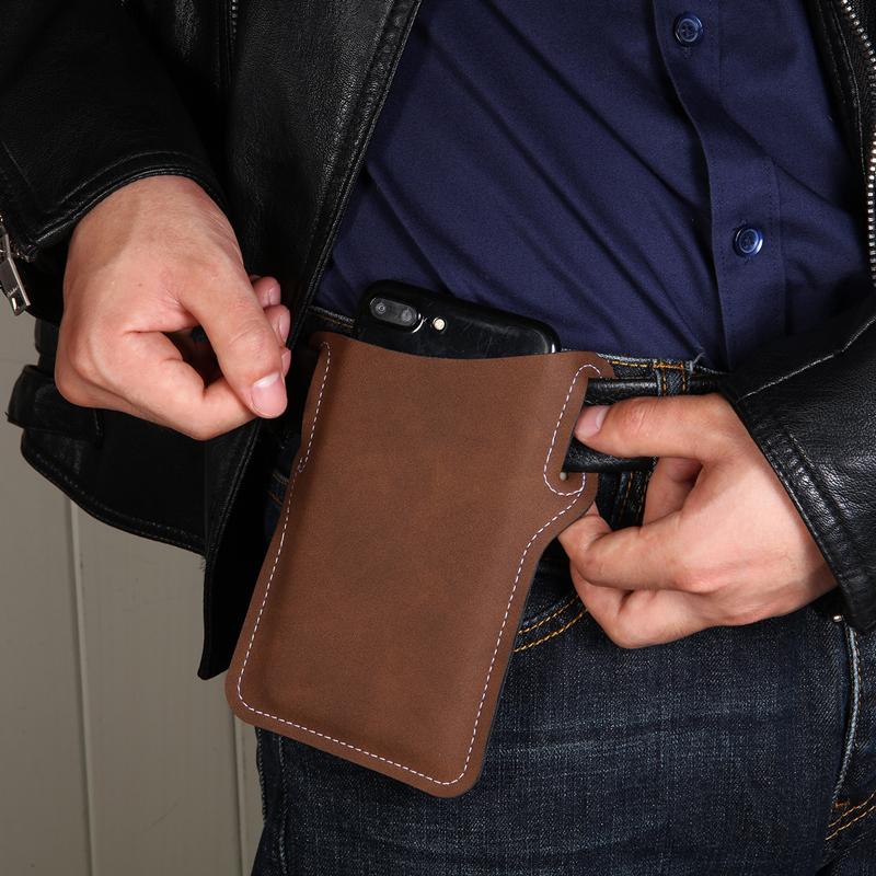 

New Vintage Wallet Ultra Thin Phone Bag Men's Belt Phone Bag PU Leather Purse Holder Pouch Mutifunction Wallet, Black