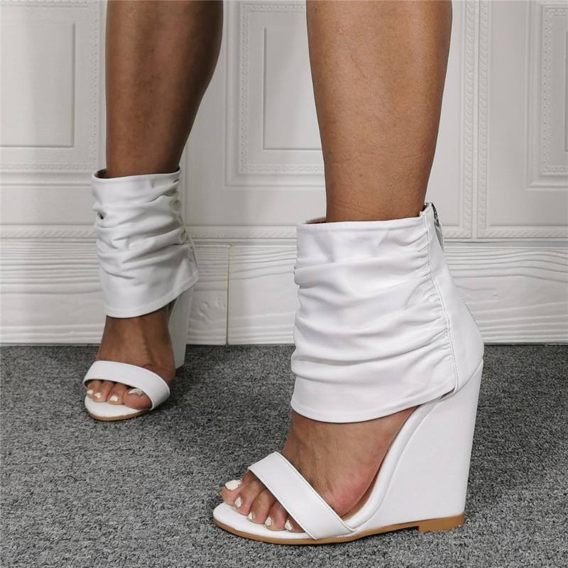 

custom make color and plus size woman open toe high wedge sandal high top open toe woman wedge sandal real photos, As pic