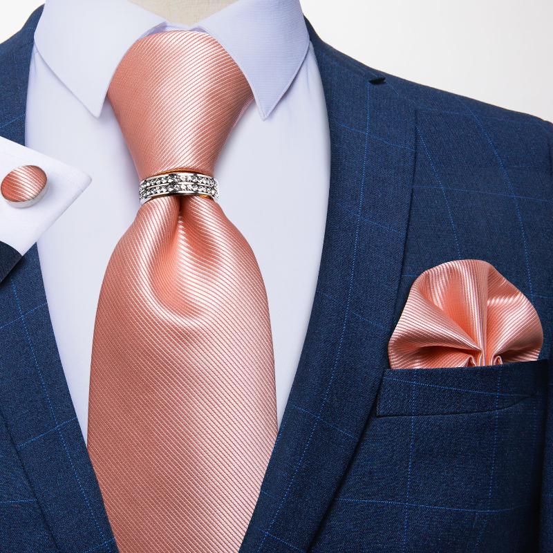 

Bow Ties 8cm Men's Silk Tie Fashion Pink Solid Necktie Handkerchief Suit Business Wedding Party Formal Shirt Accessories DiBanGu