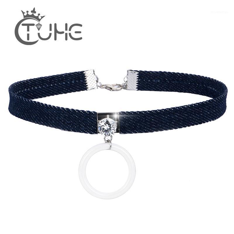 

New Denim Women Choker Necklace With Big Crystal for Women Jewelry collana Kolye Bijoux Collares Mujer Collier Femme1