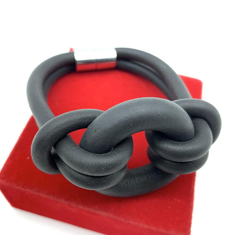 

YD&YDBZ New Handmade Rubber Bracelet For Women Fashion Body Accessories Jewelry Bangles Punk Black Leather Pendant Bracelets