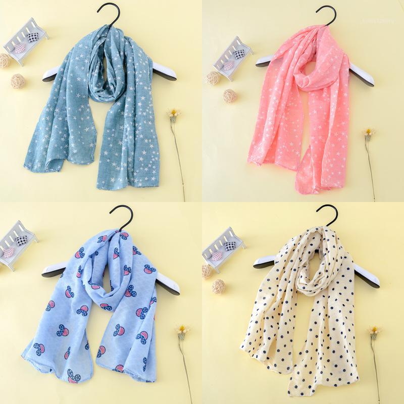

140*40cm New Fashion Kids Star Print Scarf Spring Cotton Neckerchief Baby Boys Girls Cute Pentagram Warm Shawl And Scarves1, As pic