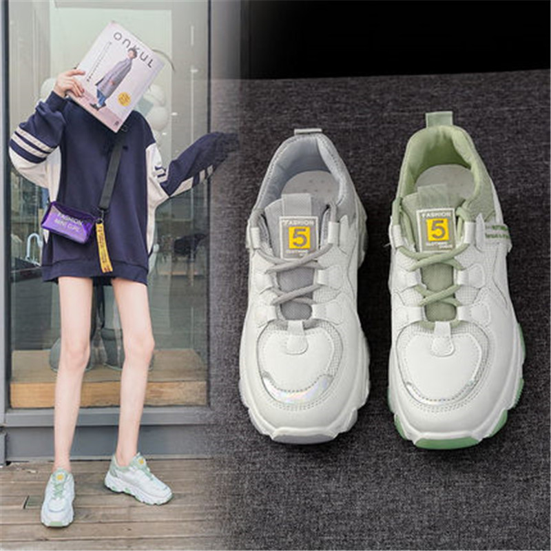 

New Fall 2021 of Hip Hop Chunky Tennis Shoe Caesars Women Shoes From Ulzzang Zapatos Mujer Size -40 White FFLP, Gray