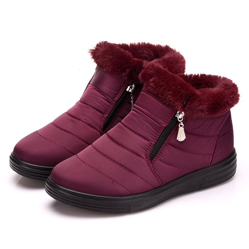 

New Waterproof Boots Women Shoes 2019 Ankle Boots For Women Winter Female Winter Shoes Plush Snow Boot Red Cotton Booties #Li8s, Black