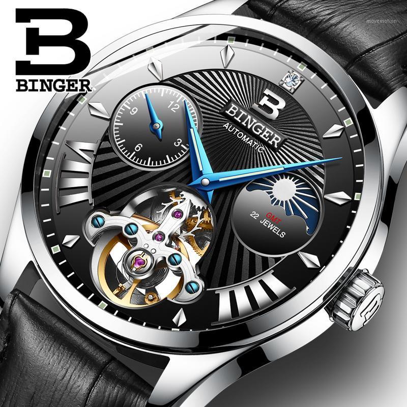 

Switzerland Mechanical Watch Men Binger Luxury Men Watches Skeleton Wrist Automatic Clock Waterproof Relogio Masculino B-1186-41, 08
