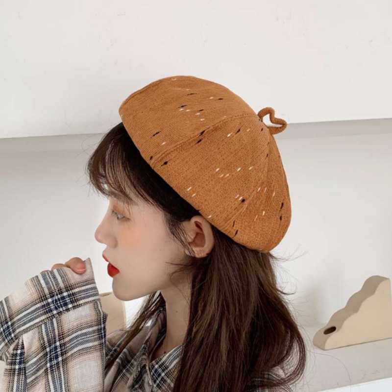 

Berets Fashion Winter Beret Hats Female Elegant Painter Hat For Girls Flat Cap Octagonal Solid Black, White