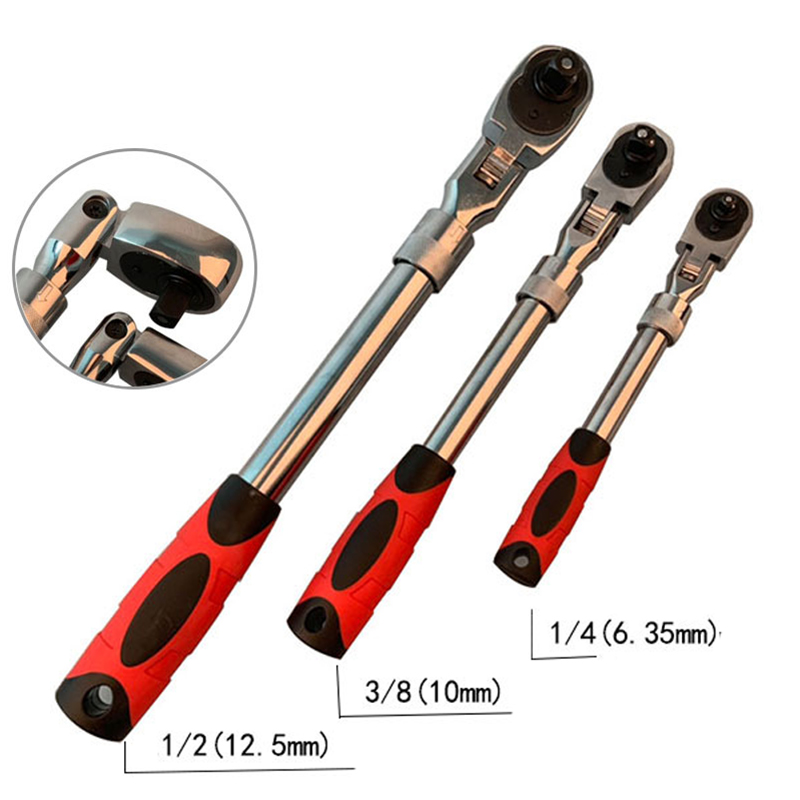 

72Teeth Ratchet Spanner Automatic Quick Release Fast 1/4 1/2 3/8 Can Adjust 90 Degrees Scaffold Ratchet Handle Wrench