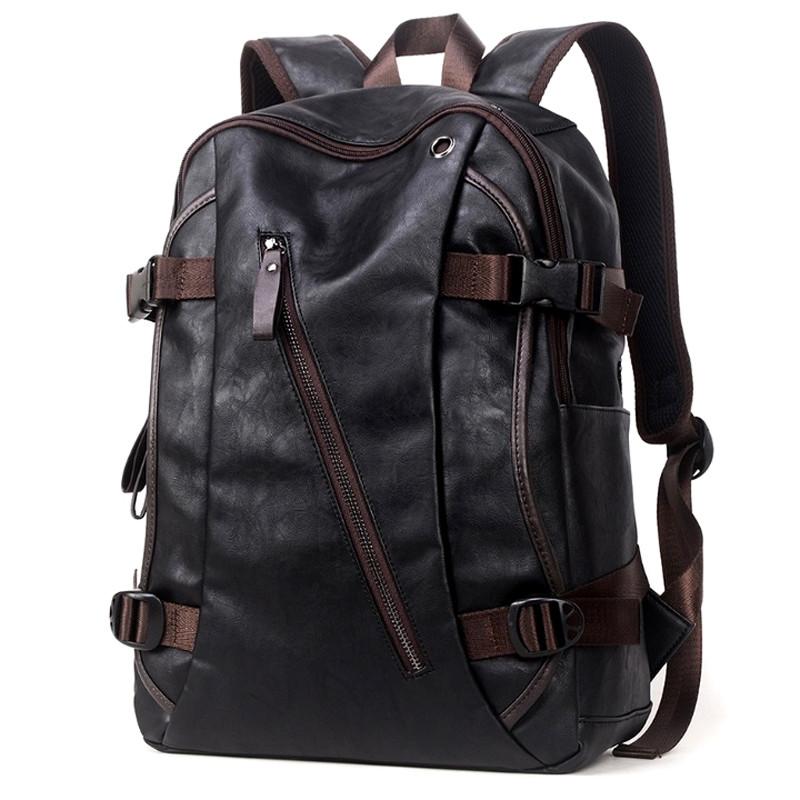 

New Fashion 2021 Faux-leather Backpack Men Bag Casual Backpack For Women School Men Shoulder Bag Tote Free Shipping, Black