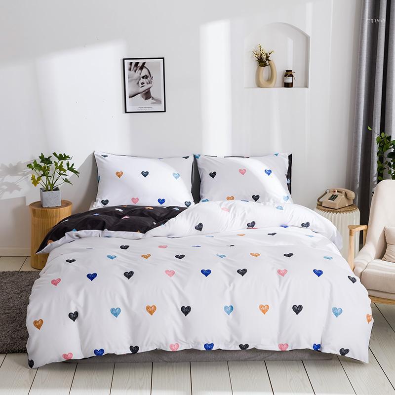 

Heart Love Duvet Cover Set Pillowcases Girls Women Kids Cute Bedding Sets Bedclothes White Black 2 Side  Queen King Size1, As pic