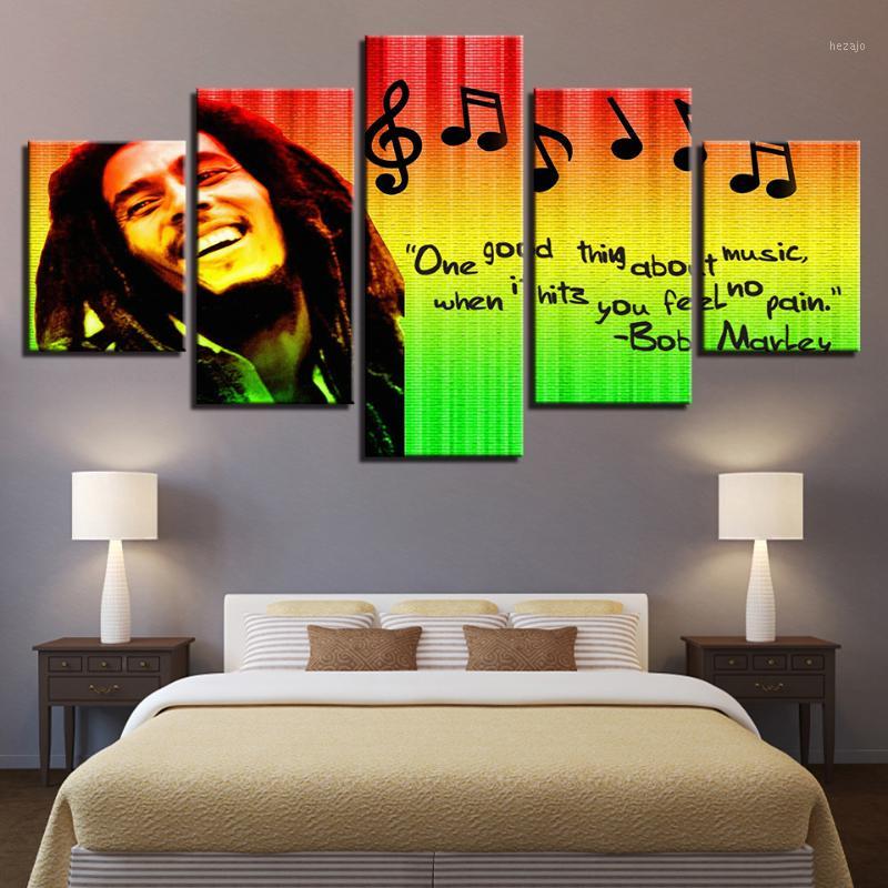 

Prints Pictures Home Decor Modular Canvas Wall Art 5 Pieces Bob Marley Painting For Living Room Music Poster Unframed1