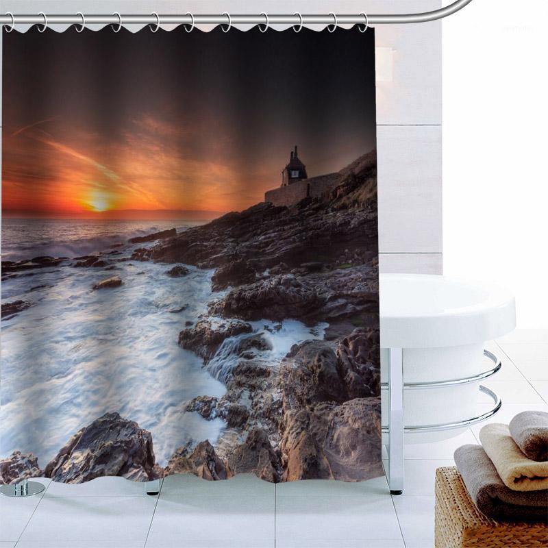 

New Arrival Sunset Landscape Shower Curtain 12 Hook Polyester Fabric 3D Printing Bathroom Curtain Waterproof Bath Decor1