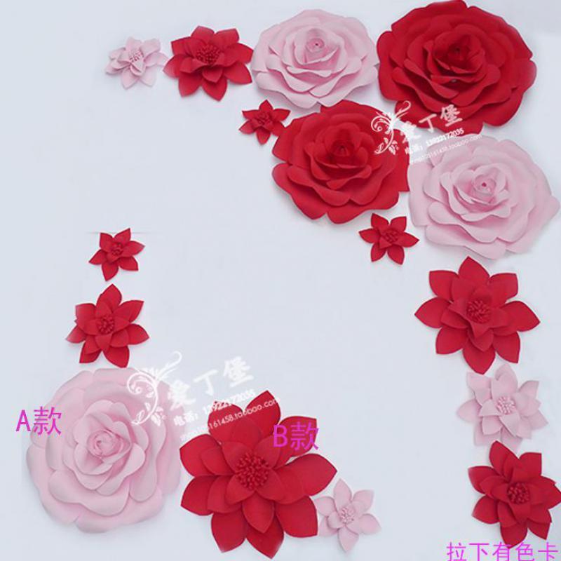 

Giant Paper Foam Rose Flowers 16pcs Mixed Sizes Styes Stage Wedding Party Event Background Table Decorations decoracao de festa, No 24 coffee