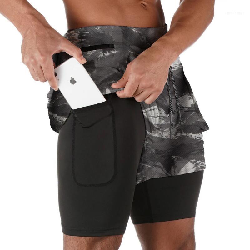 

2 in 1 Running Shorts Men Jogging Bermuda Gym Fitness Training Quick Dry Beach Short Pants Male Summer Sports Workout Bottoms1, Black