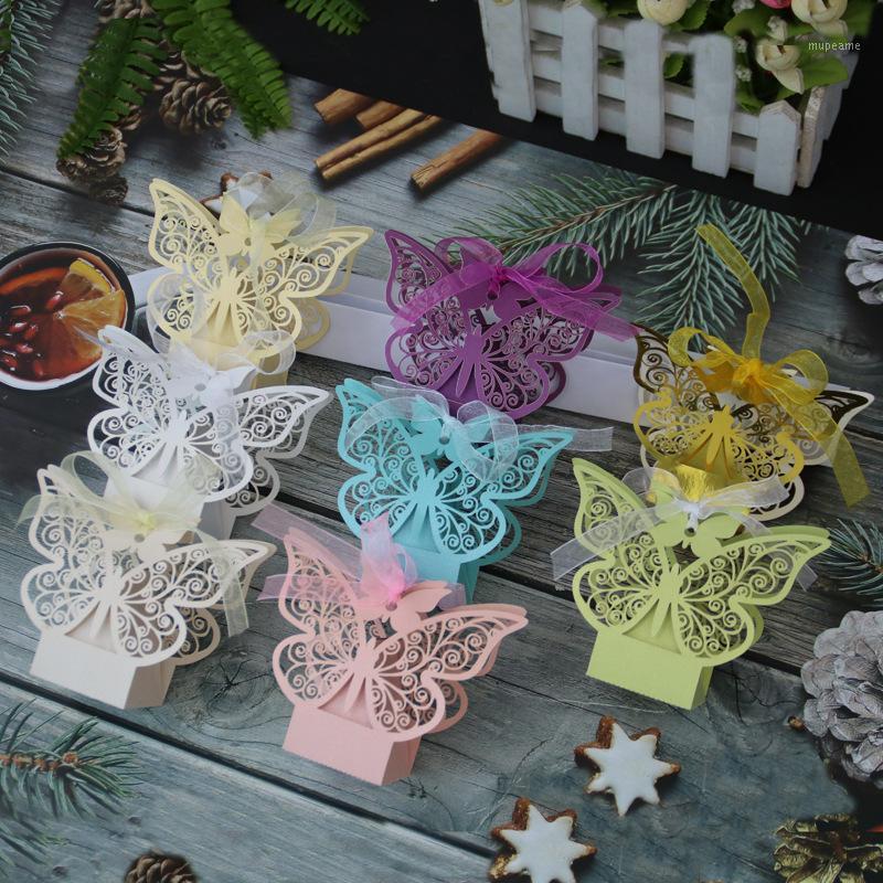 

50PCS Butterfly Laser Cut Hollow Carriage Favors Box Gifts Candy Boxes with Ribbon Baby Shower Wedding Event Party Supplies1