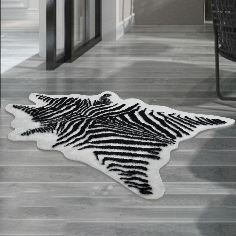 

Zebra Animal Carpet Non-slip Floor Mat For Living Room Bedroom Washable Wear-resistant Soft Imitation Animal Fur Mats Home Decor1