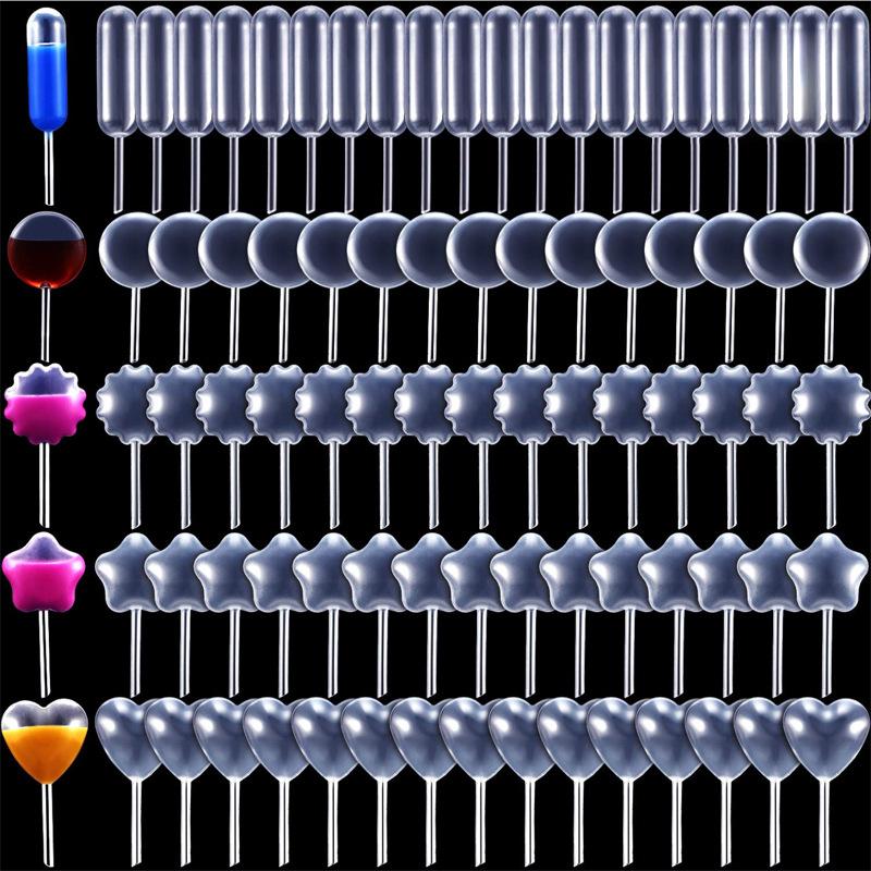 

50 Pcs/pack Dessert Juice Straw Dropper Flow Heart Clip Jam Straw Burette Dessert Kitchen Baking Decoration Cake Baking Tool