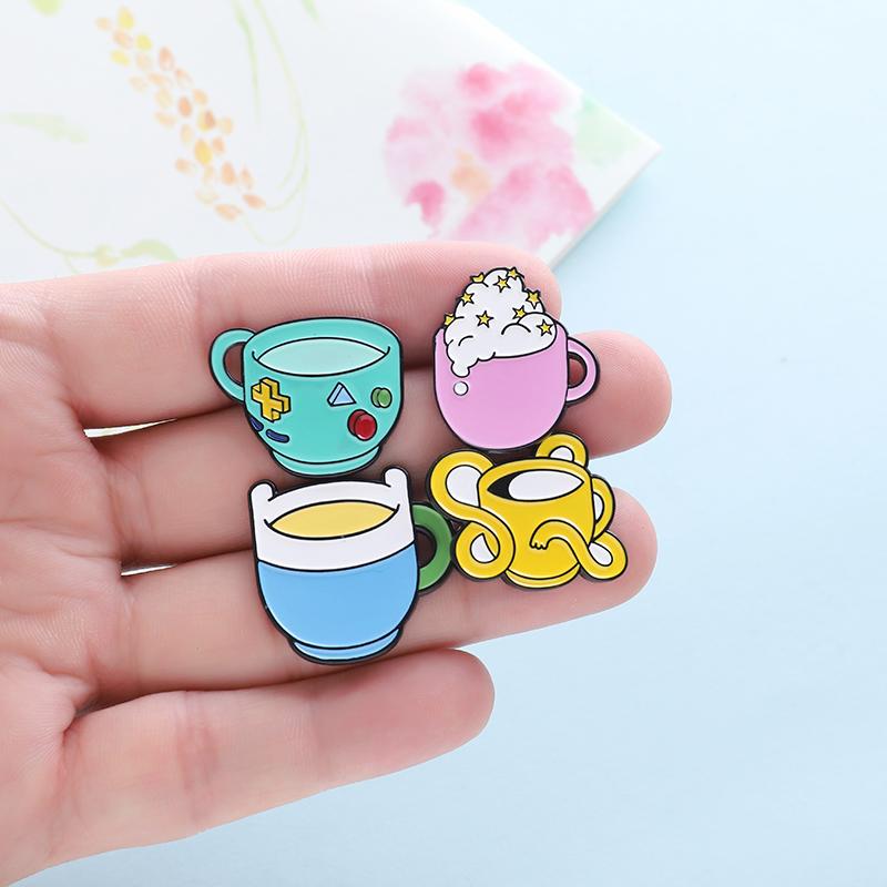 

Pins, Brooches Cartoon Character Cup Enamel Pin BMO Finn Jake Princess Bubblegum Cups For Children Friend Badges Button