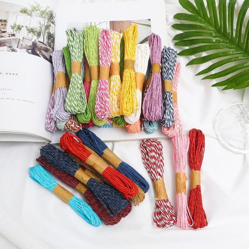 

10pcs Double Color Paper Rope Twine String DIY Handmade Accessory Crafts Kindergarten Gift Packing Rope Wedding Decoration, Mix 01