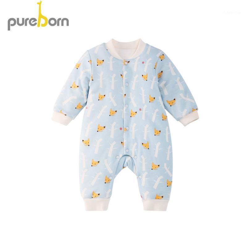

Pureborn Newborn Unisex Baby Boy Romper Long Sleeve Thicken Winter Clothes for Baby Girls Cartoon Jumpsuit Costumes1, Blue