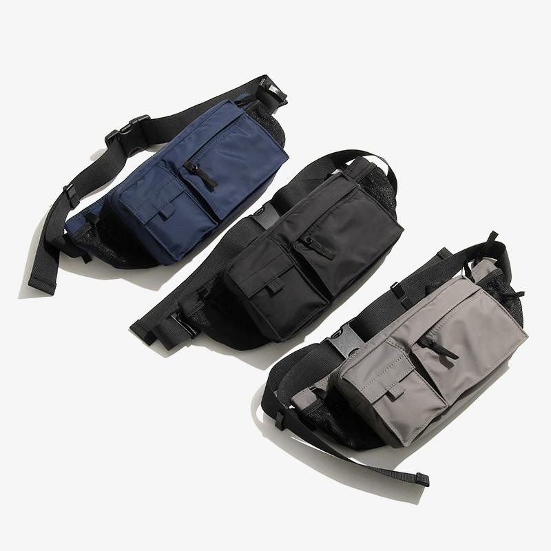 

Nylon Men Crossbody Bag waterproof Chest Bags Casual Multi Pockets Messenger Shoulder Back Multi-function waist Pocket, Black