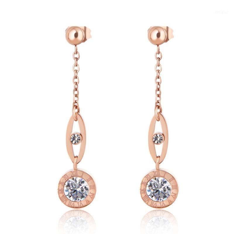 

Dangle & Chandelier Design Round Circles Long Chain Earrings Women Fashion Jewelry Roman Numeral Zirconia Drop Earrings1