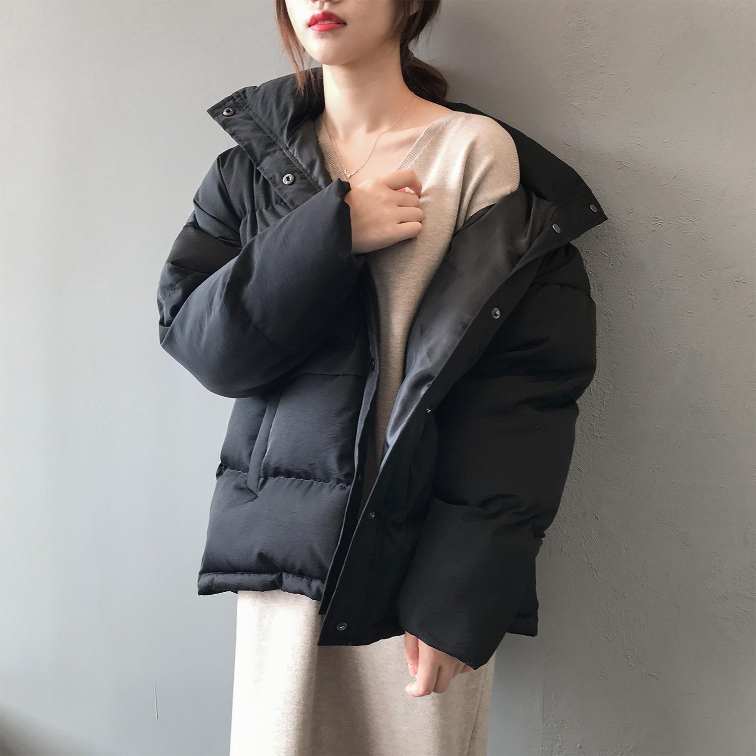 

2021 Women Thick Winter Coat Loose Stand Collar Women Jacket Coat Plus Size Women Coat Outerwear Female, Black;brown