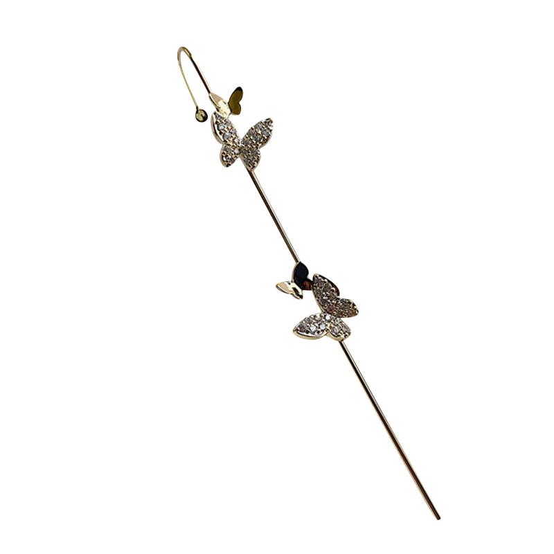 

2021 Stylish Litter Butterflies Korean Style Women Earrings Shiny Piercing Surrounds Auricle-Style Line Earring For Ladies 1130