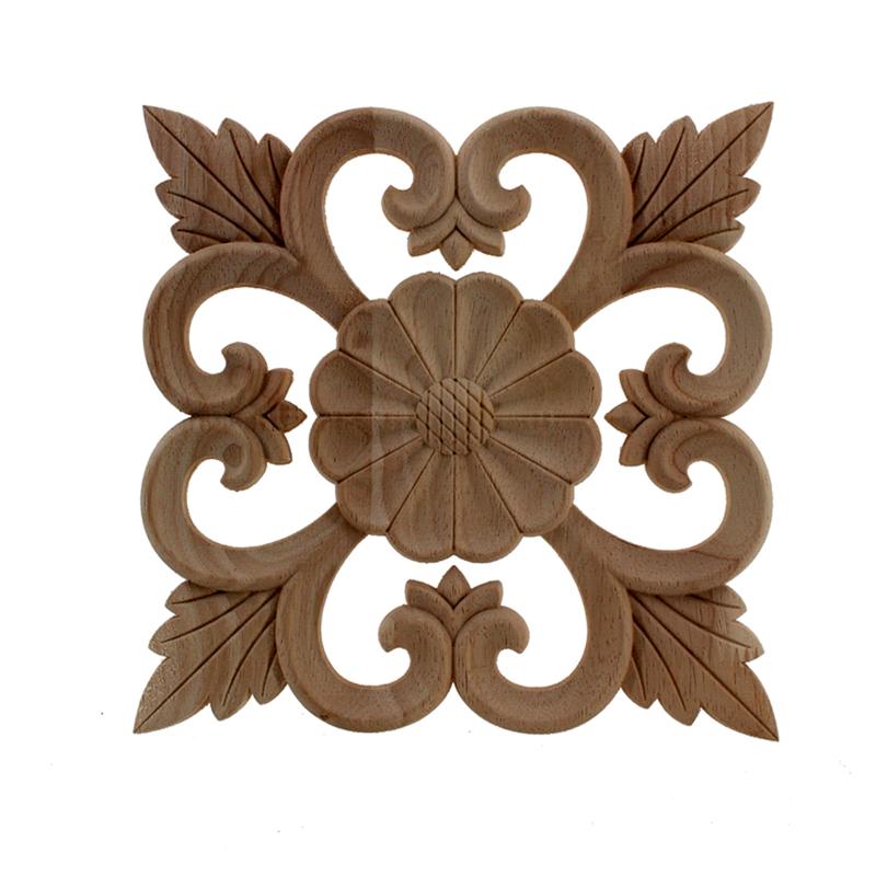 

VZLX Vintage Elegant Wood Applique Carved Frame Onlay Furniture Unpainted Multi-Patterns Home Decoration